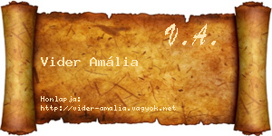 Vider Amália névjegykártya